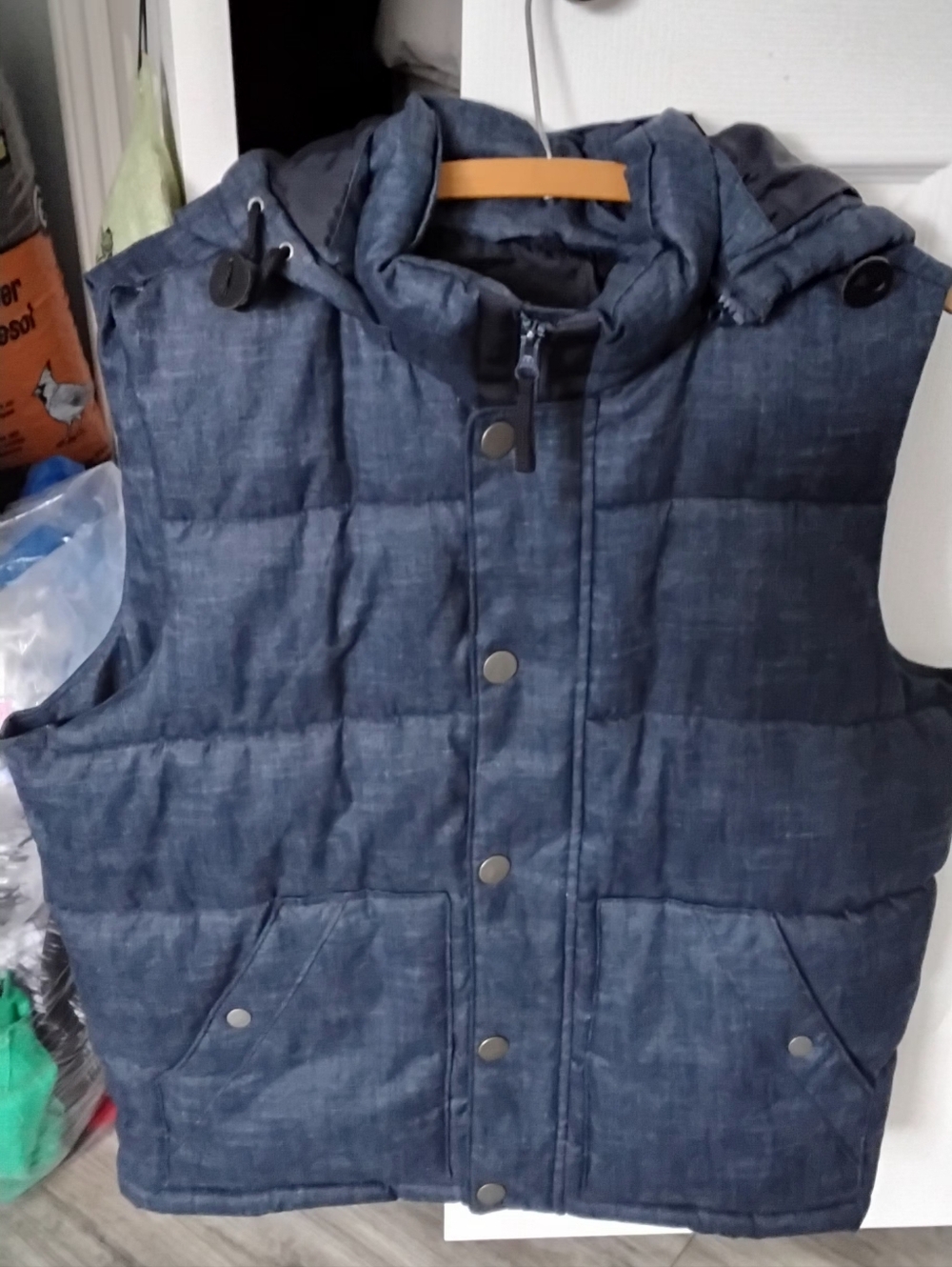 Old Navy Dark Blue Quilted Hooded Vest ($19 OBO)
